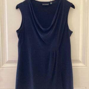 Dialogue Stretch Jersey Sleeveless Drape Neck Top/Navy/Size M/NEW/ON SALE $20!
